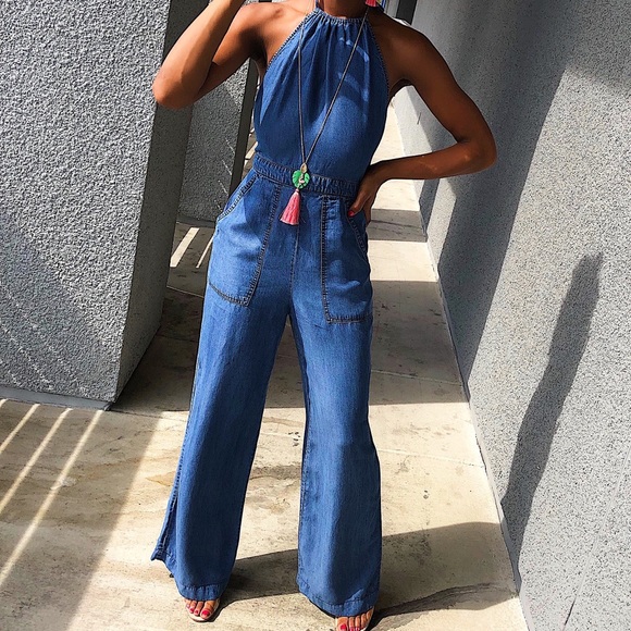 Astr Pants - ASTR The Label Denim 70's Flare Romper